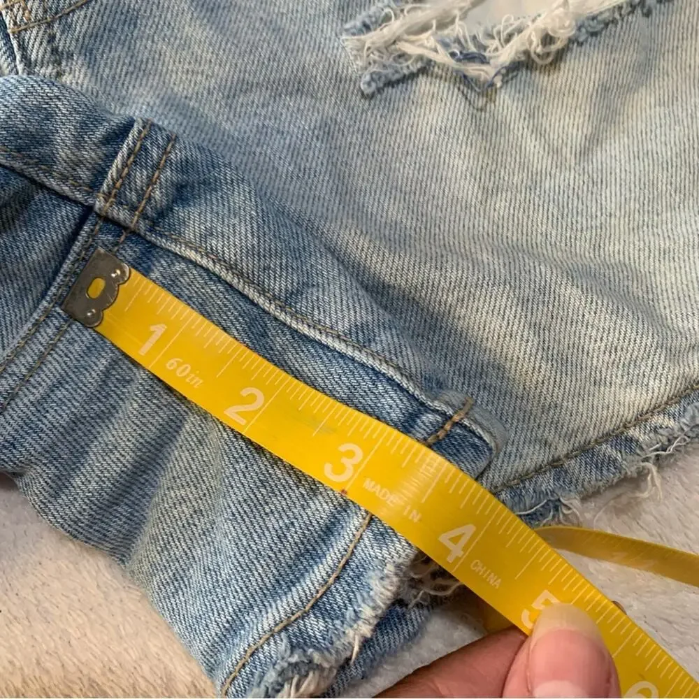 American Eagle Outfitters women's size 12 L Light Blue Distressed Jean Shorts